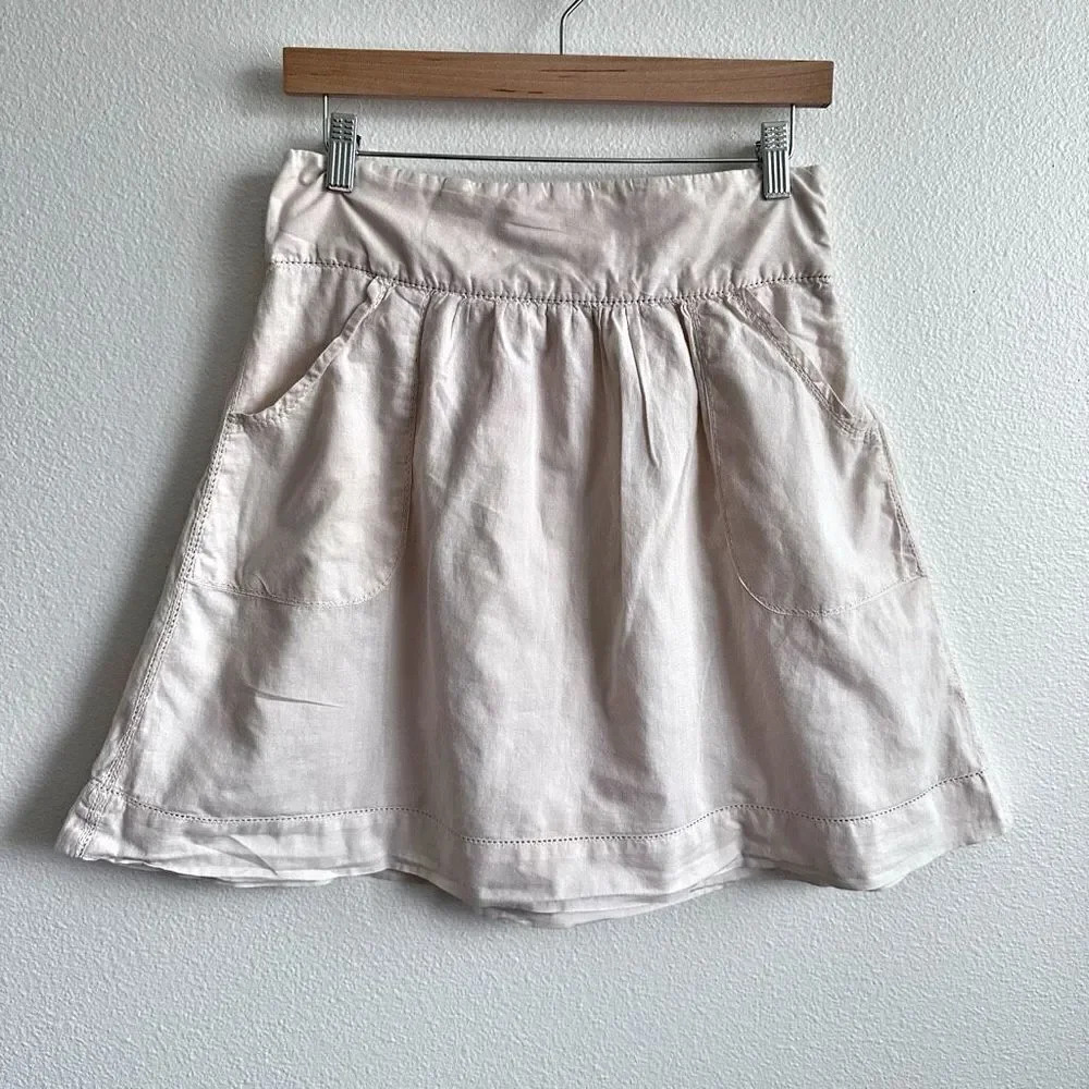 AMERICAN‎ EAGLE | Cream Cotton A-Line Skirt Lace Pockets Y2K | Size 2